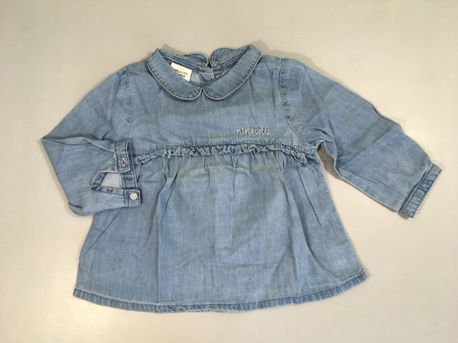 Blouse m.l denim pipelette col -Tache avt, moins cher chez Petit Kiwi