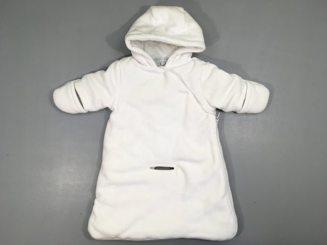 Combi pilote/ nid d'ange blanche ouatinée à capuche doublé polar, moins cher chez Petit Kiwi