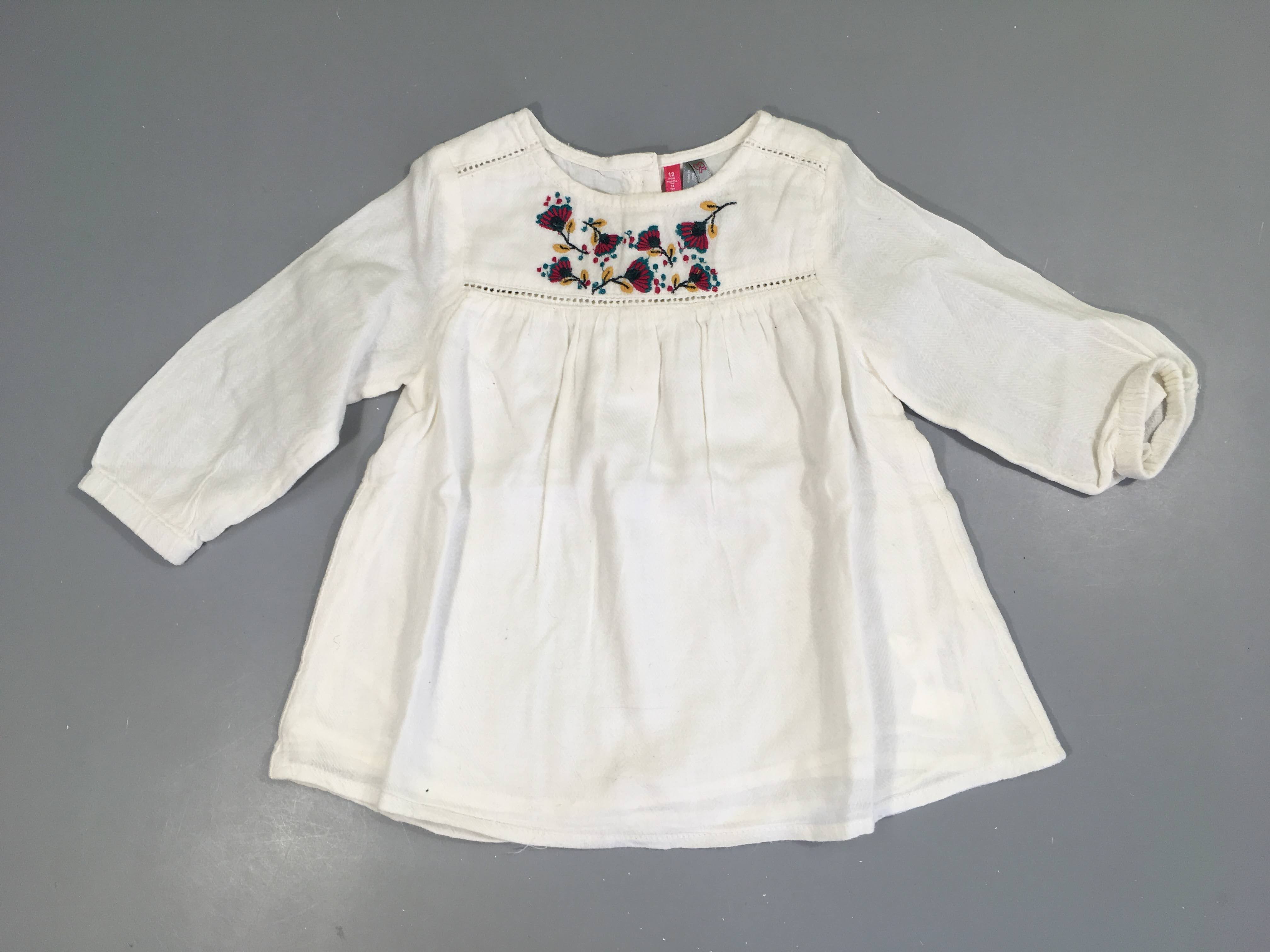 Blouse m.l blanche broderies fleurs