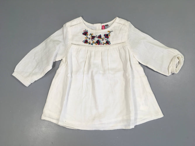 Blouse m.l blanche broderies fleurs, moins cher chez Petit Kiwi