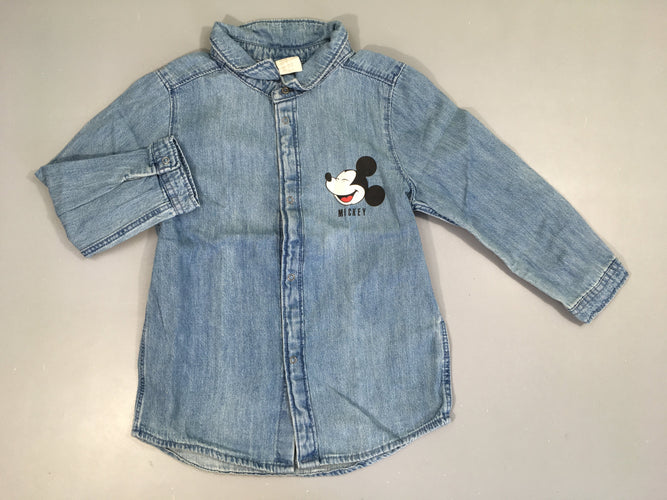 Tunique chemise m.l denim Mickey, moins cher chez Petit Kiwi