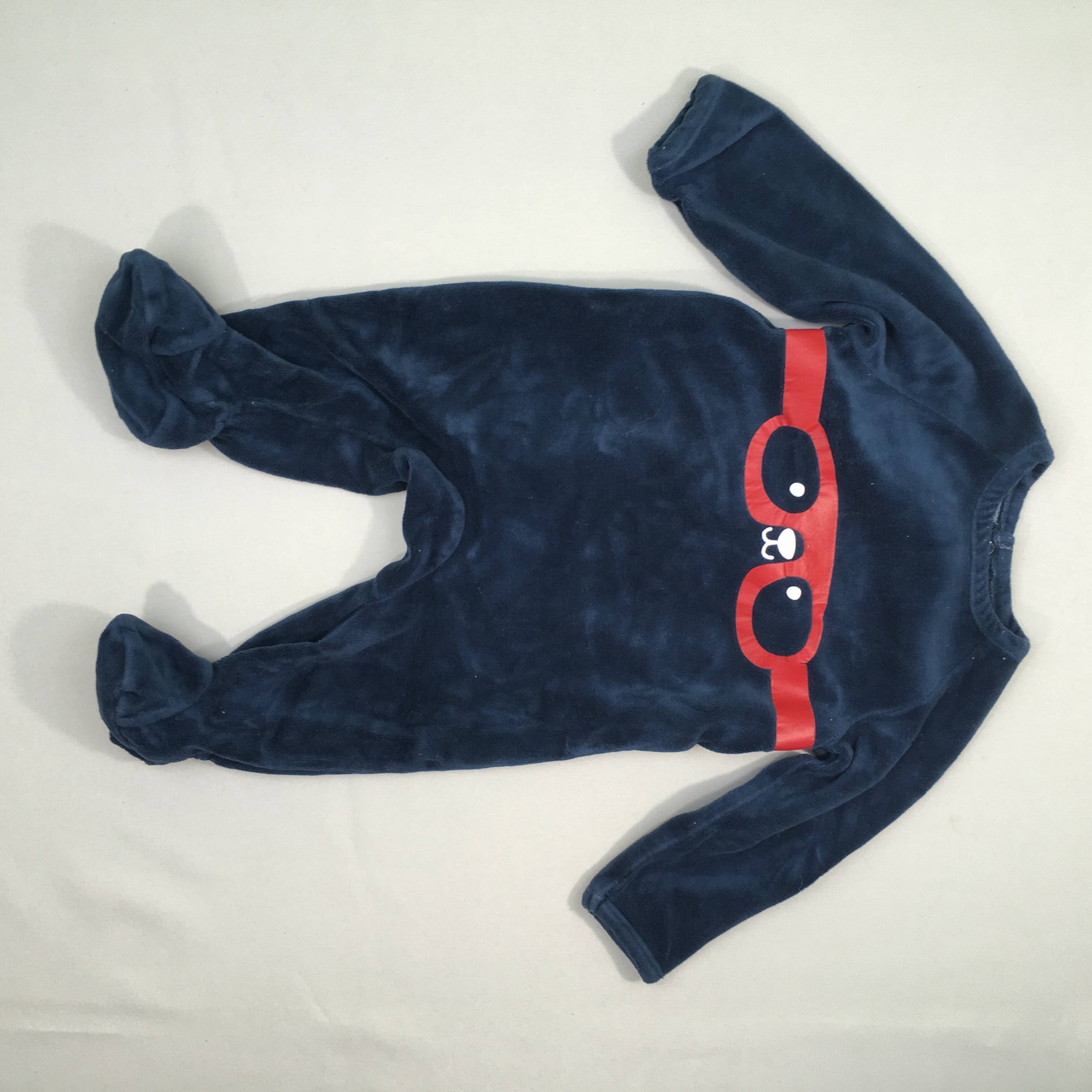 Pyjama velours bleu foncé lunettes