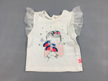 T-shirt m.c écru fille fleurs sequins tulle