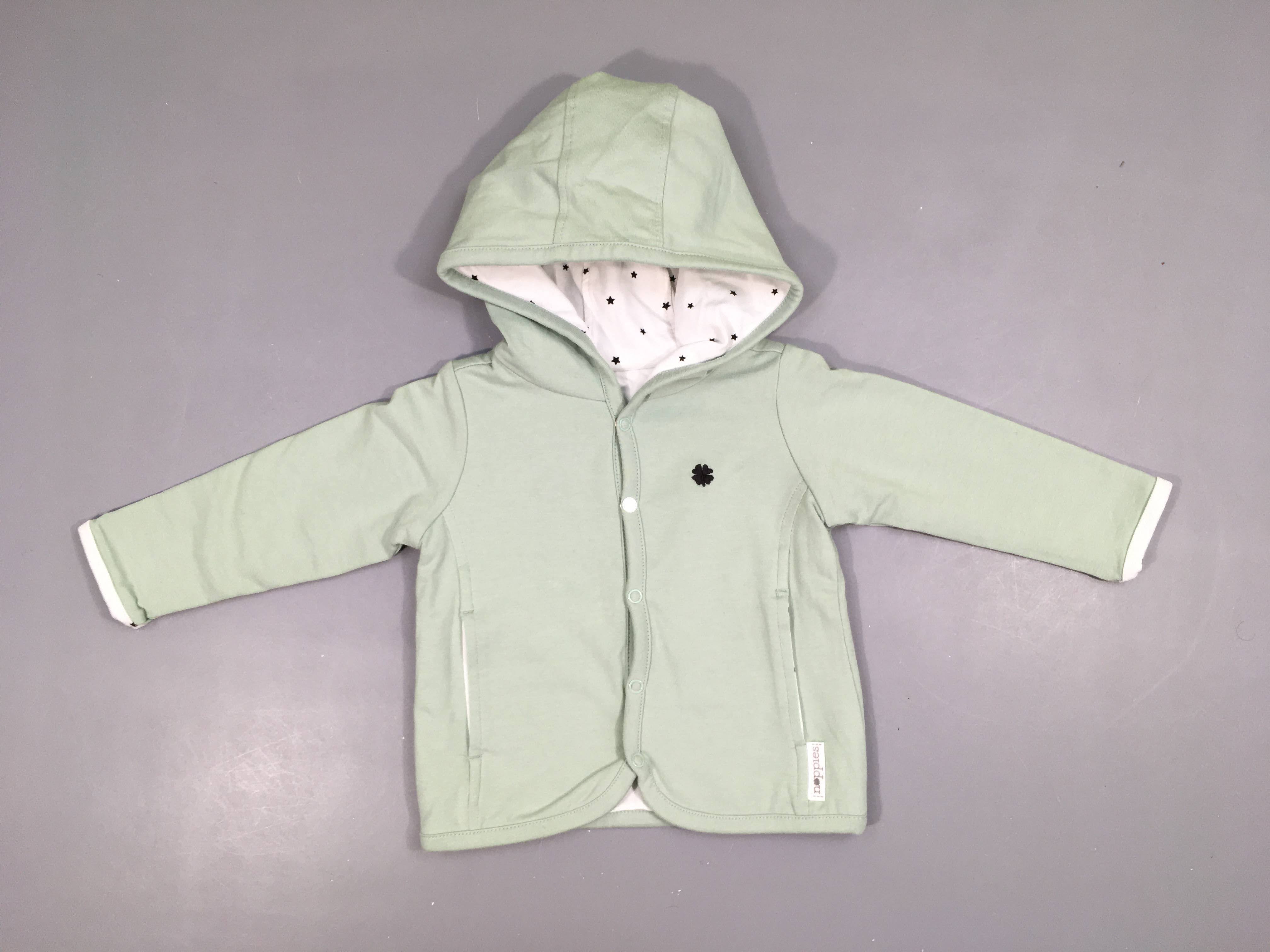 Sweat à capuche et pressions réversible vert d'eau/blanc étoiles noires