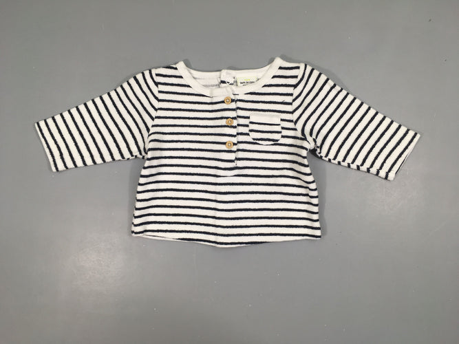 Gilet blanc rayé bleu marine poche, moins cher chez Petit Kiwi