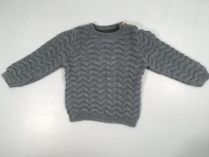 Pull mailles texturées gris 100%Coton, moins cher chez Petit Kiwi