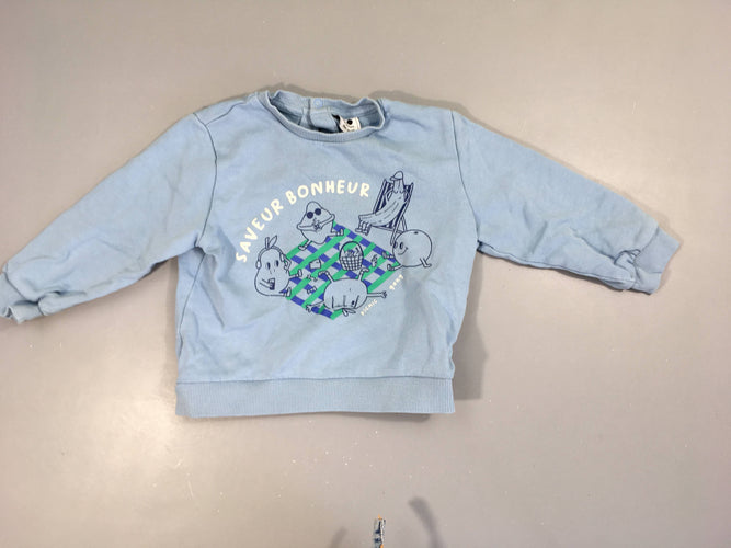 Sweat bleu saveur bonheur, moins cher chez Petit Kiwi