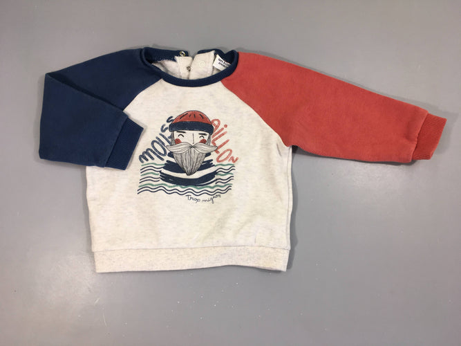 Sweat beige/bleu/rouge moussaillon, moins cher chez Petit Kiwi