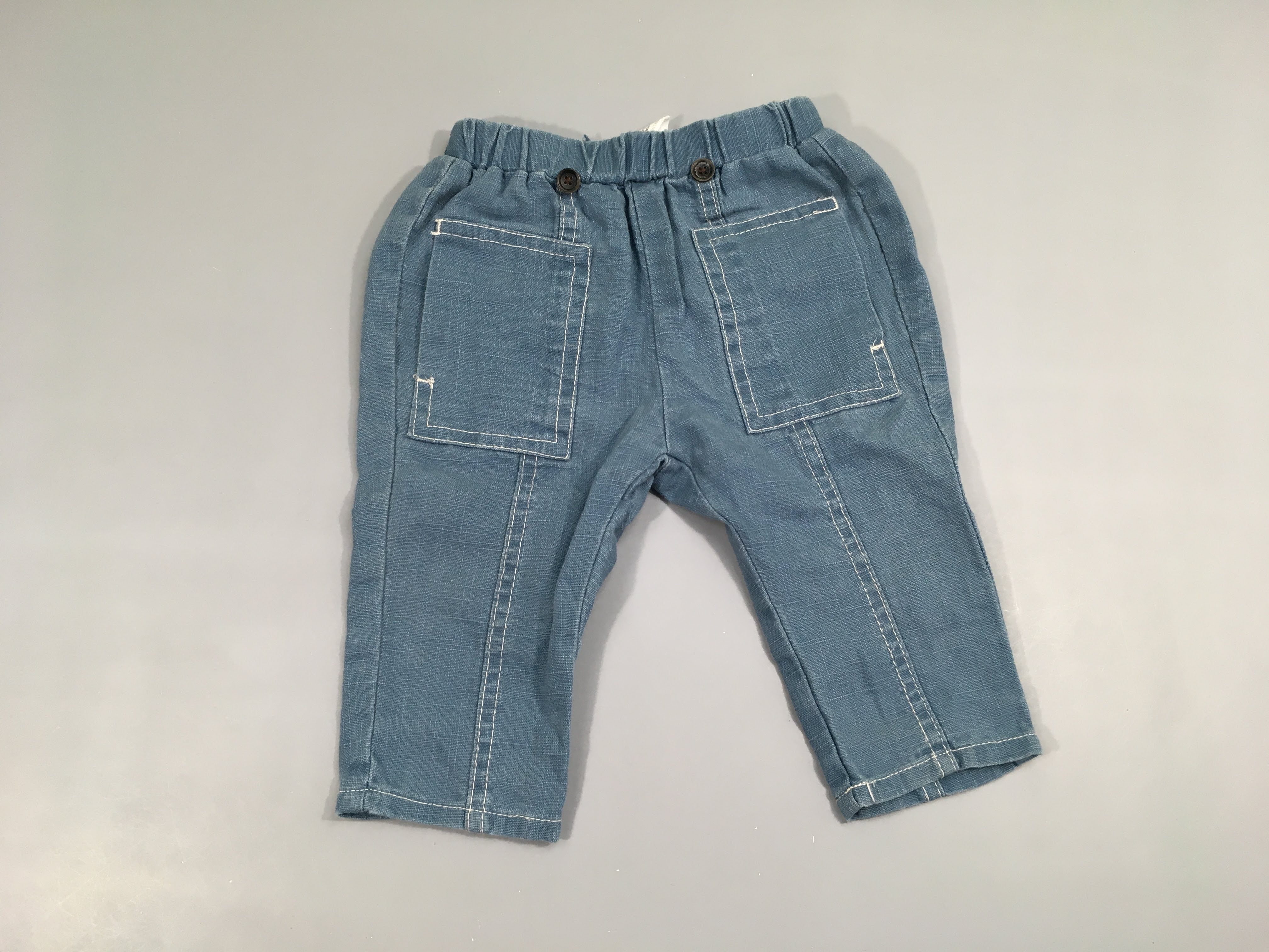 Pantalon coton/lin bleu