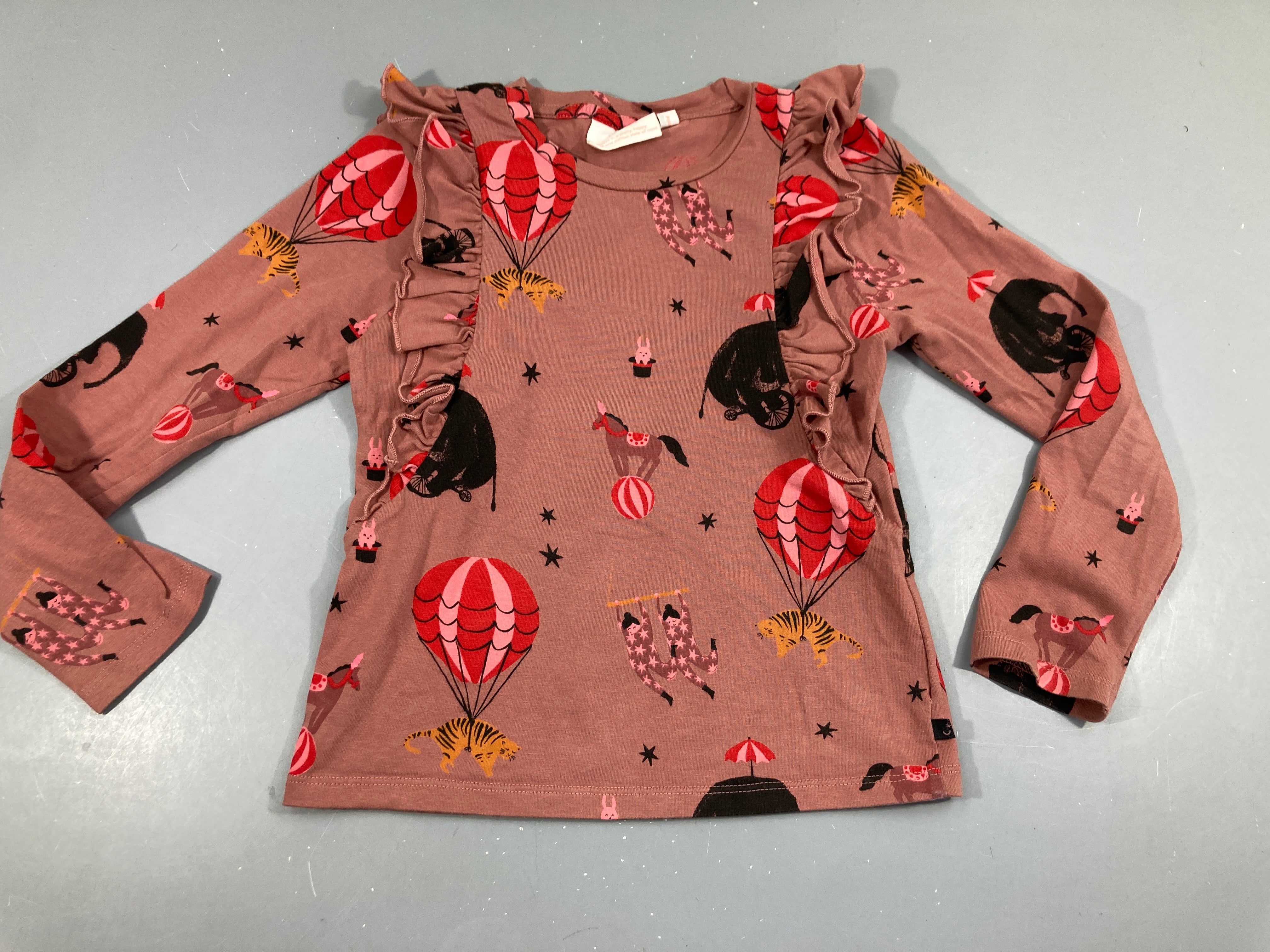 T-shirt m.l vieux rose foncé cirque froufrou épaule Légèrement bouloché