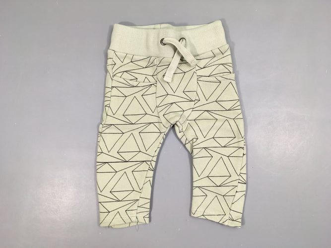 Pantalon molleton vert d'eau formes triangles noirs, moins cher chez Petit Kiwi