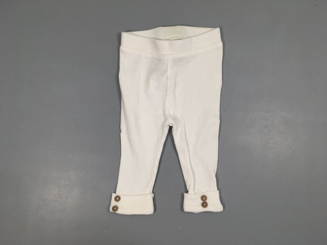 Pantalon jersey blanc côtelé boutons bas, moins cher chez Petit Kiwi