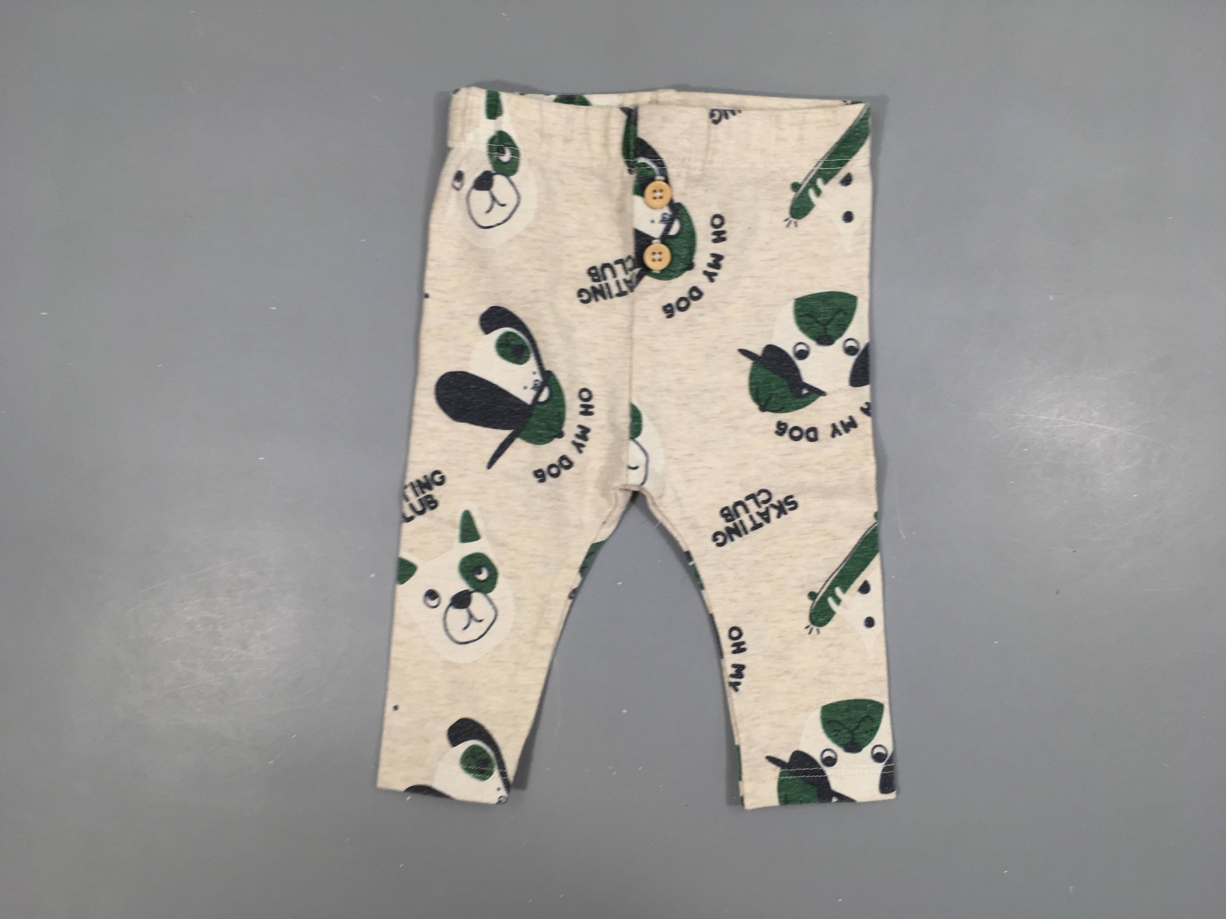 Legging beige tête d'animaux vert-bleu 2Boutons