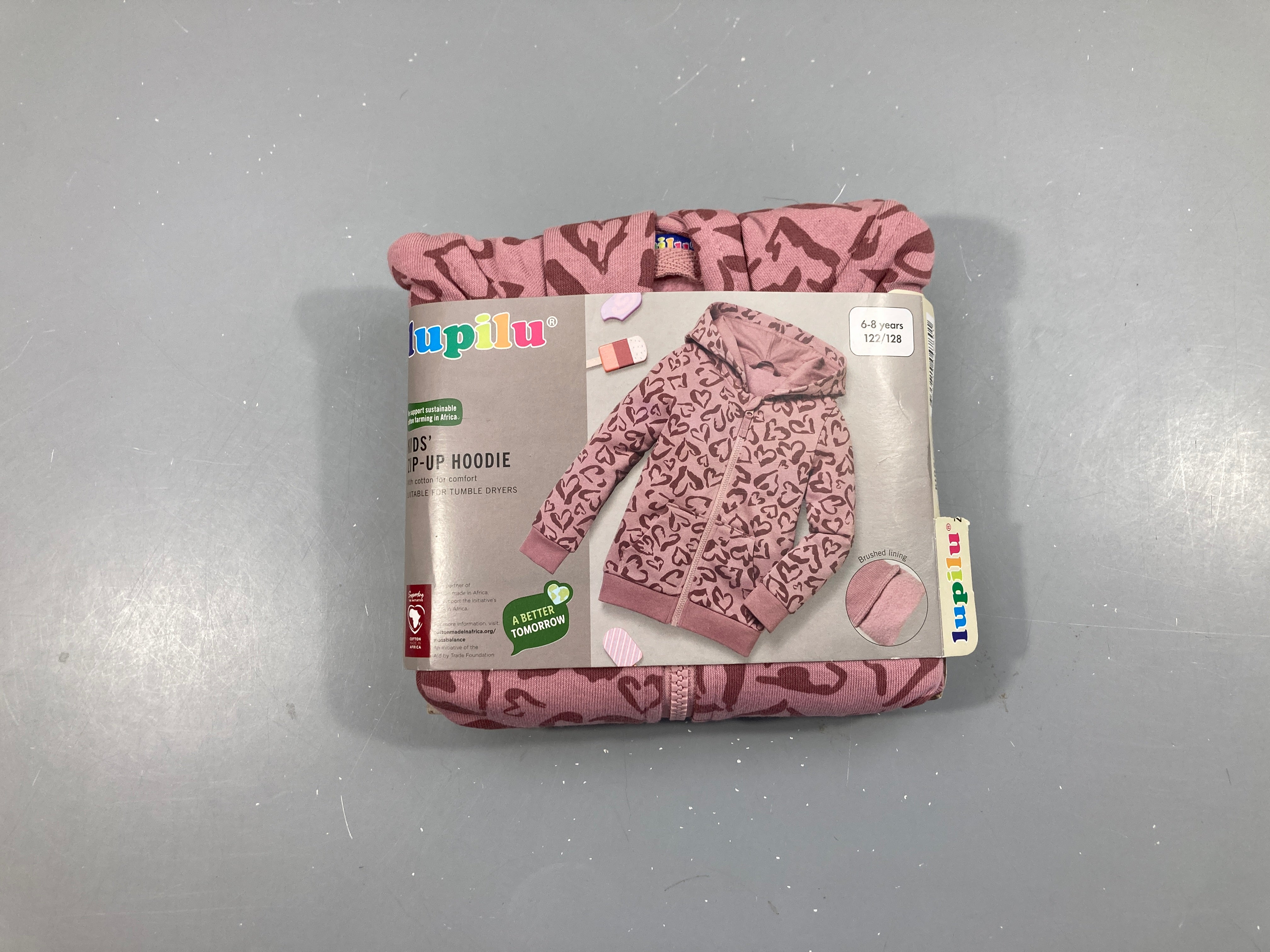 Neuf-Sweat zippé à capuche rose motifs