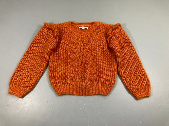Etat neuf-Pull mailles orangés fils métalisé doré, moins cher chez Petit Kiwi