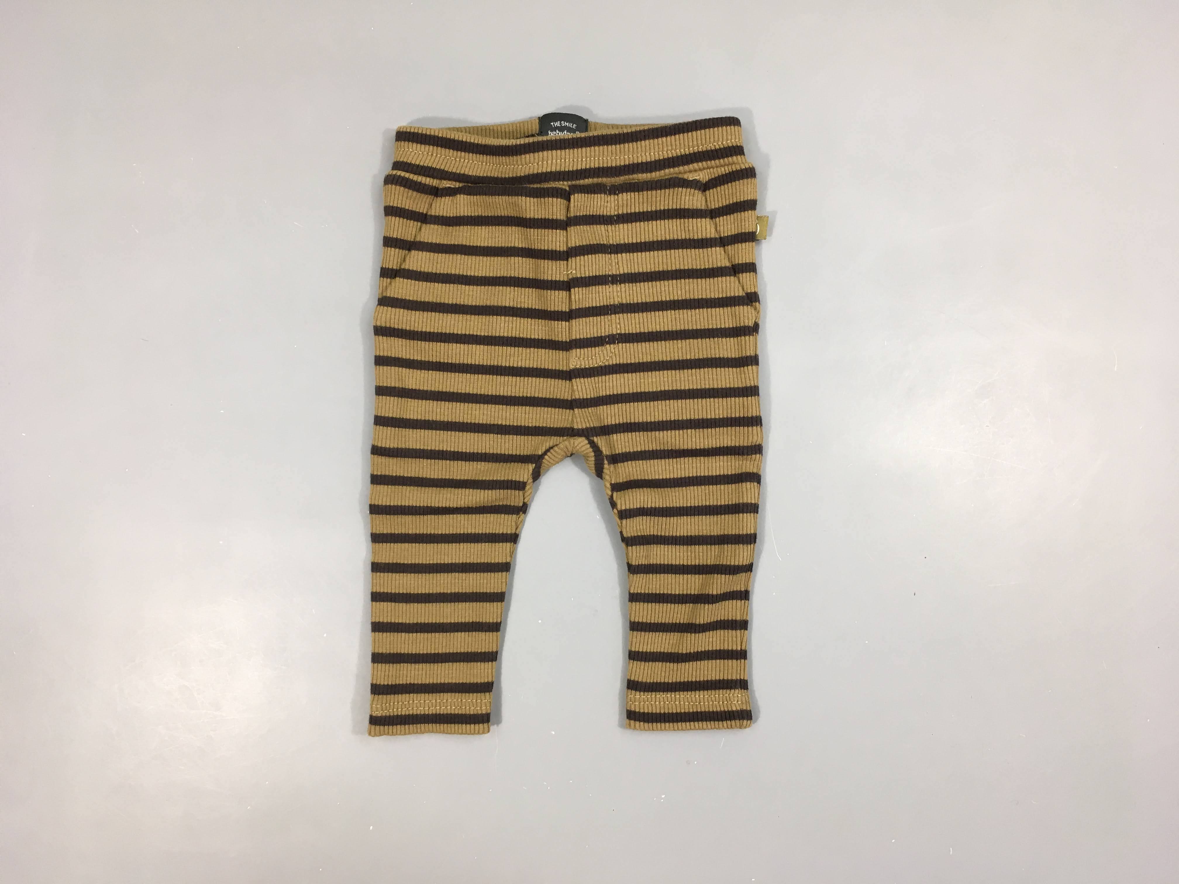 Pantalon molleton côtelé beige rayé foncé