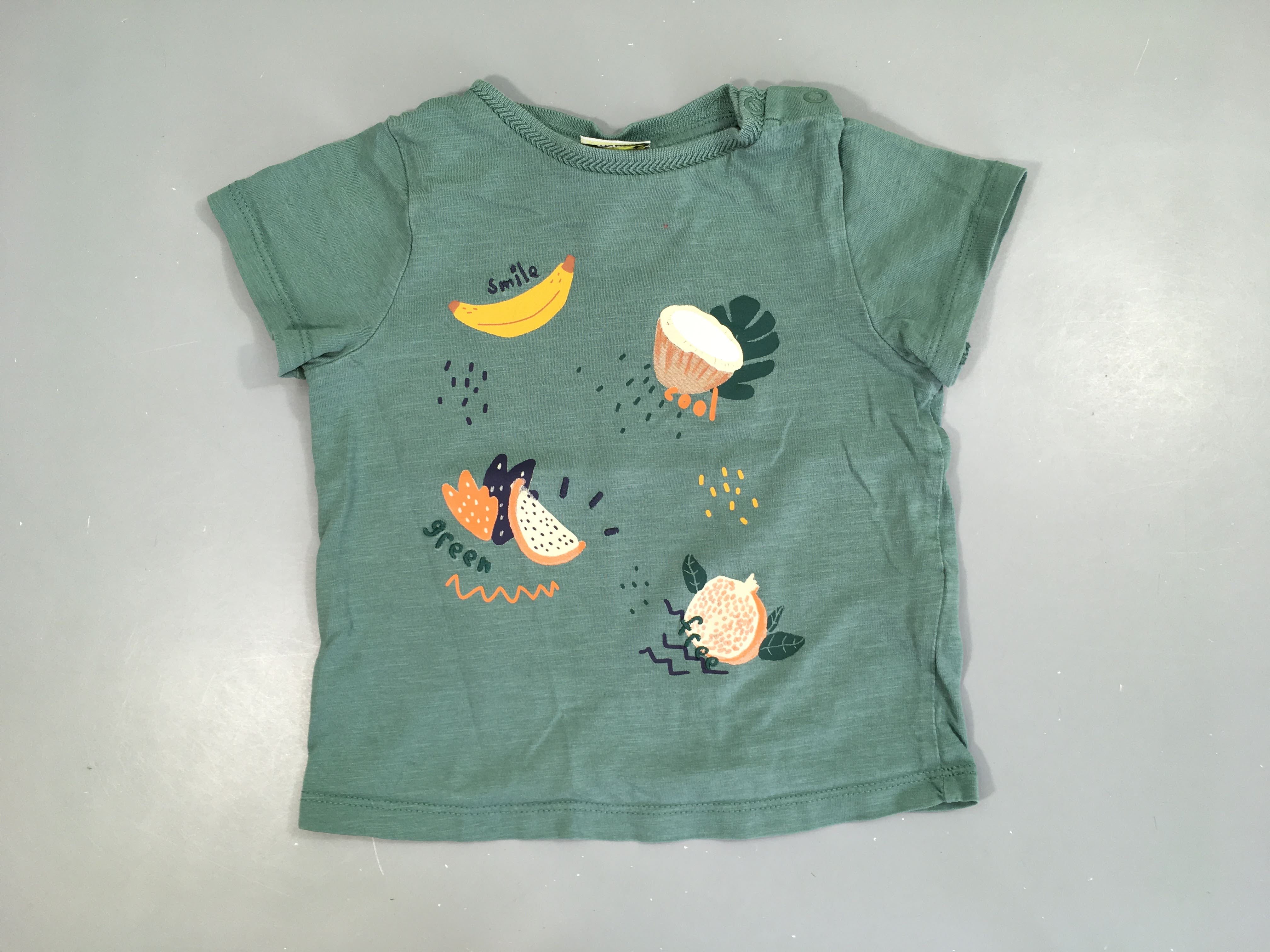 T-shirt m.c vert flammé fruits