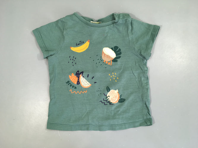 T-shirt m.c vert flammé fruits, moins cher chez Petit Kiwi