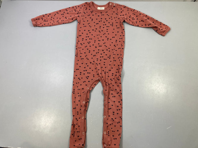 Pyjama jersey terracotta coeurs, moins cher chez Petit Kiwi