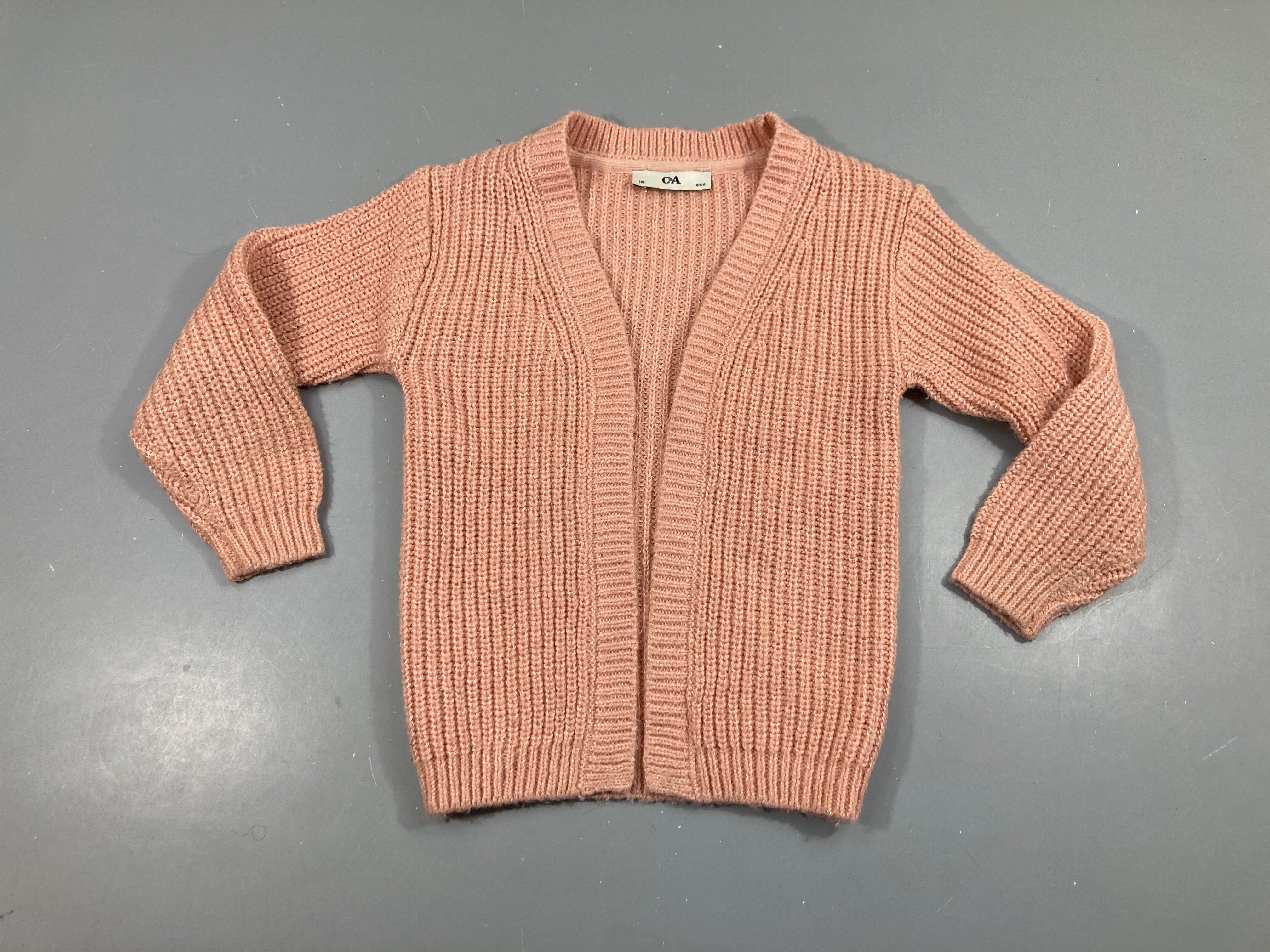 Gilet mailles rose fils.métalisé argenté