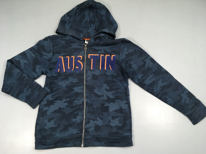 Sweat zippé à capuche bleu AUSTIN, moins cher chez Petit Kiwi