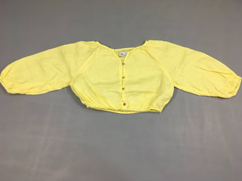 Blouse m.l courte jaune boutons, 100% lin