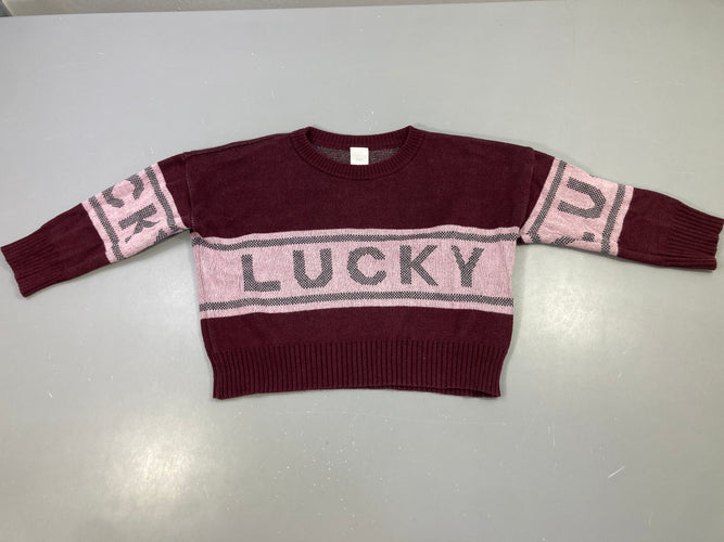 Pull aversize aubergine rayé lilas Lucky, moins cher chez Petit Kiwi
