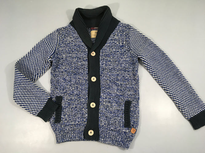 Gilet col châle bleu chiné blanc Scotcol Vh Shrunk, moins cher chez Petit Kiwi