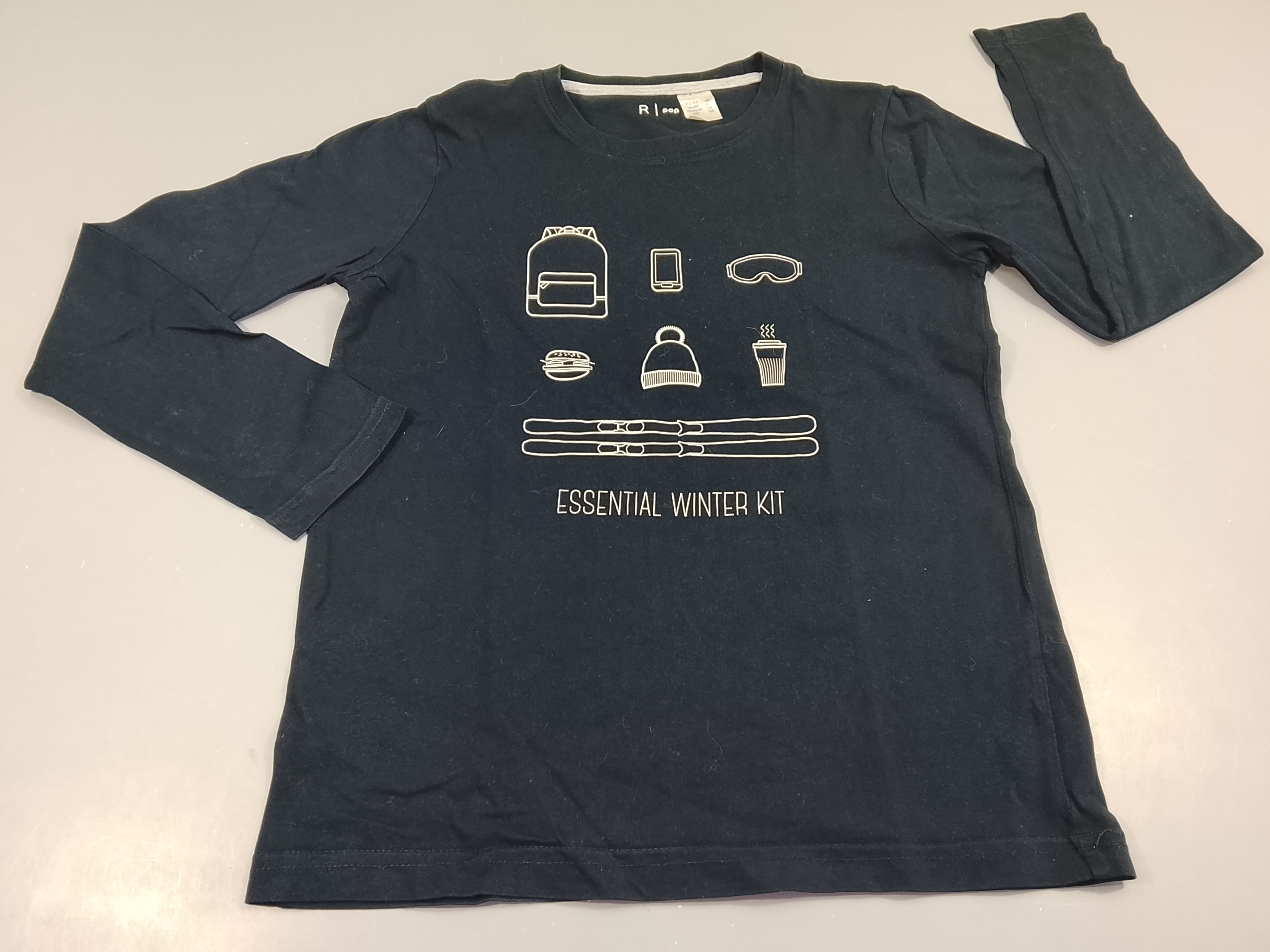 T-shirt m.l bleu marine dessins ski 