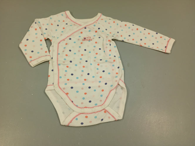Body m.l blanc à pois colorés, moins cher chez Petit Kiwi