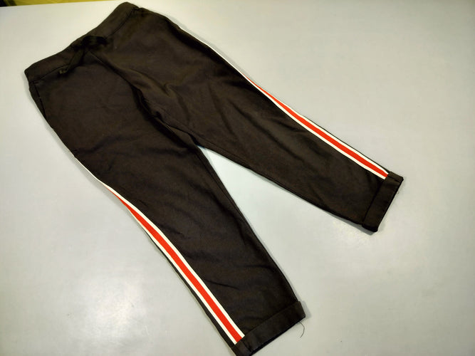 Pantalon chino à revers bleu marine  avec bande sur le côté blanc et rouge, moins cher chez Petit Kiwi