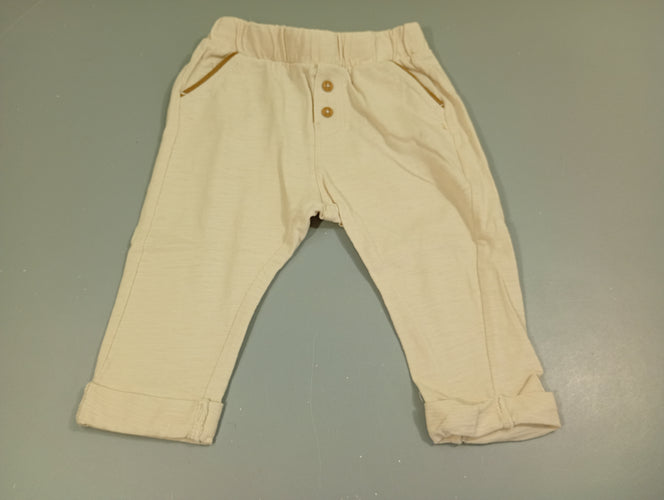 Pantalon chino jersey beige clair chiné à revers, moins cher chez Petit Kiwi