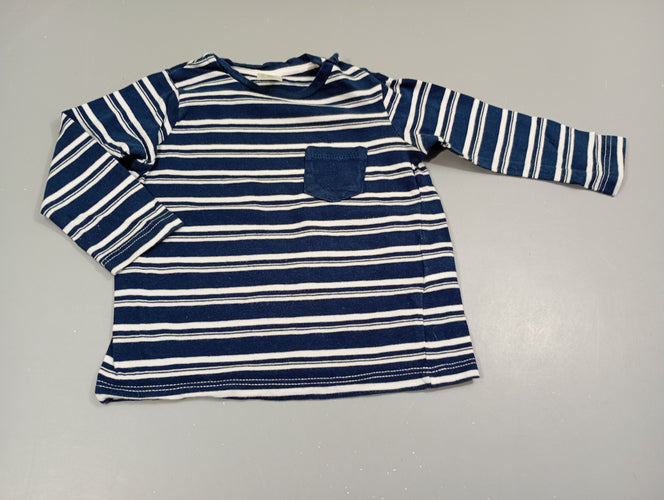 T-shirt m.l bleu marine rayé blanc, moins cher chez Petit Kiwi