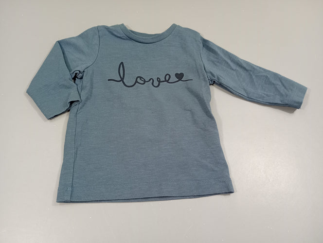 T-shirt m.l bleu flammé "love", moins cher chez Petit Kiwi