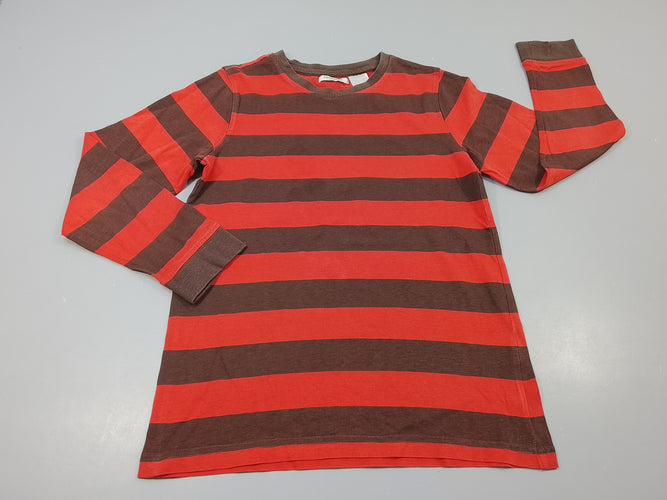 T-shirt m.l rayé brun, orange, moins cher chez Petit Kiwi