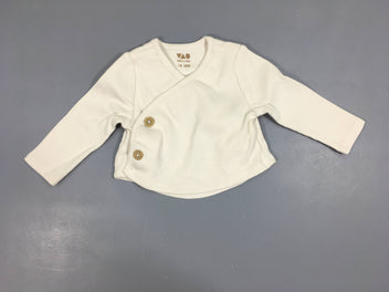 T-shirt m.l côtelé beige croisé au devant