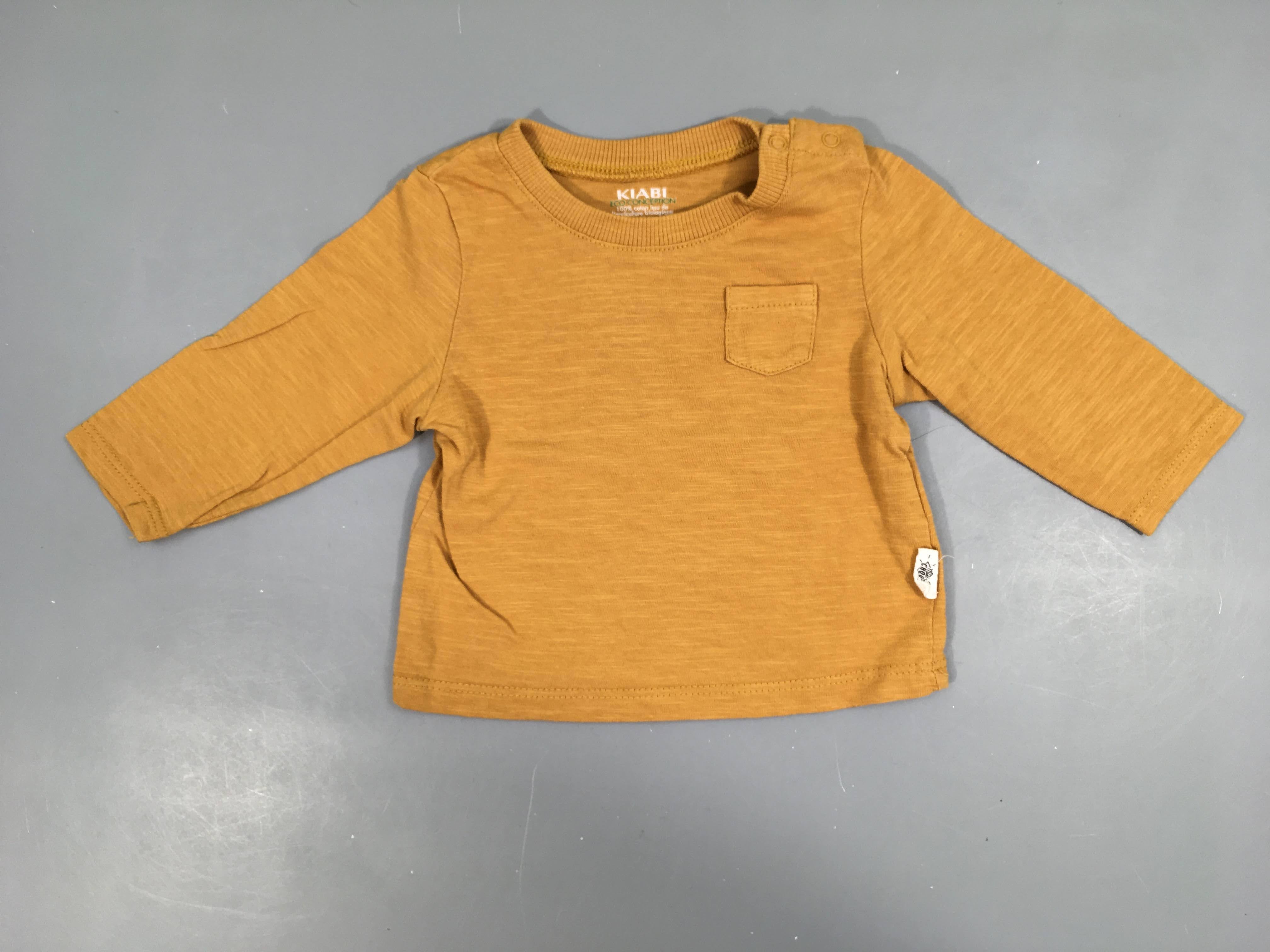 T-shirt m.l ocre flammé poche