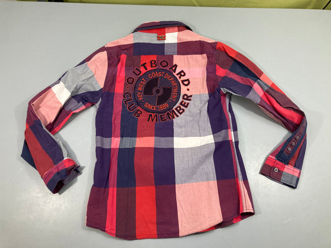 Chemise m.l à carreaux rouge-mauve, moins cher chez Petit Kiwi