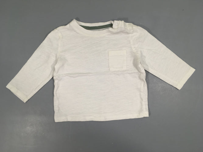 T-shirt m.l blanc flammé poche, moins cher chez Petit Kiwi