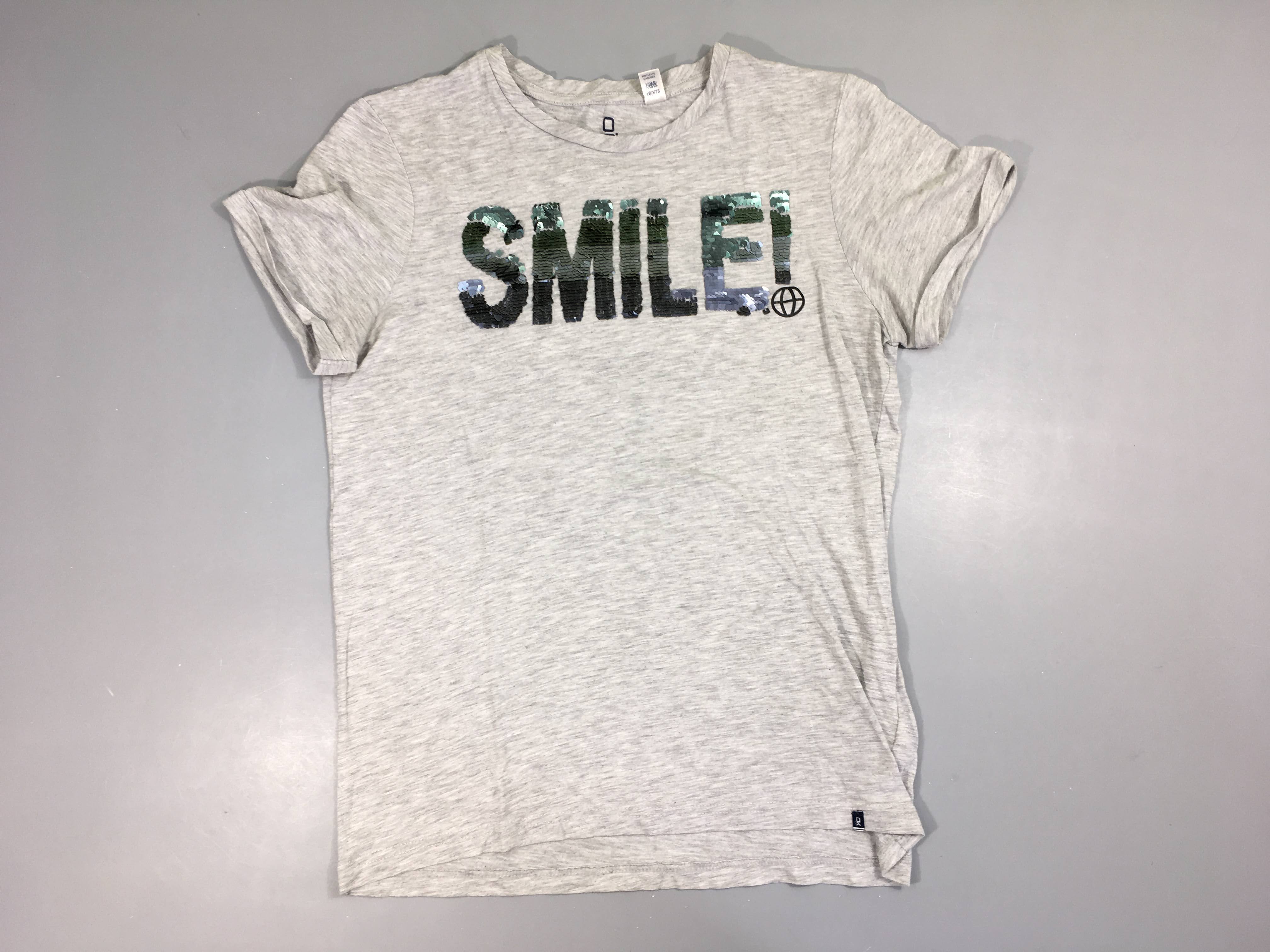 T-shirt m.c gris Smile sequins réversible