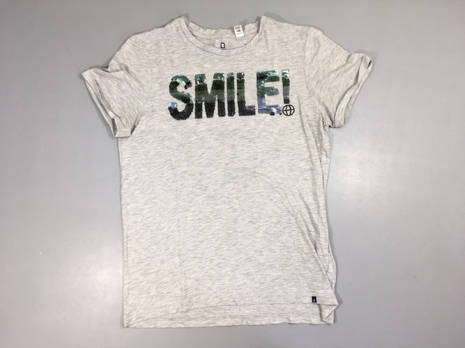 T-shirt m.c gris Smile sequins réversible, moins cher chez Petit Kiwi