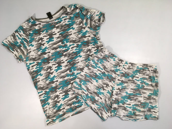 Pyjashort 2pcs jersey gris camouflage vert 2petites taches avt, moins cher chez Petit Kiwi