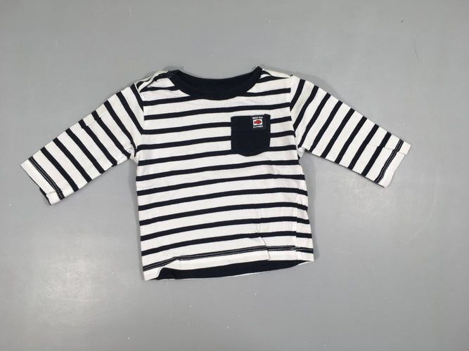 T-shirt m.l réversible blanc rayé bleu marine Poche/bleu foncé baskets, moins cher chez Petit Kiwi