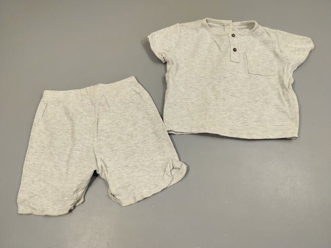 Pyjashort 2pcs nid abeille gris clair 99% coton 1% viscose, moins cher chez Petit Kiwi
