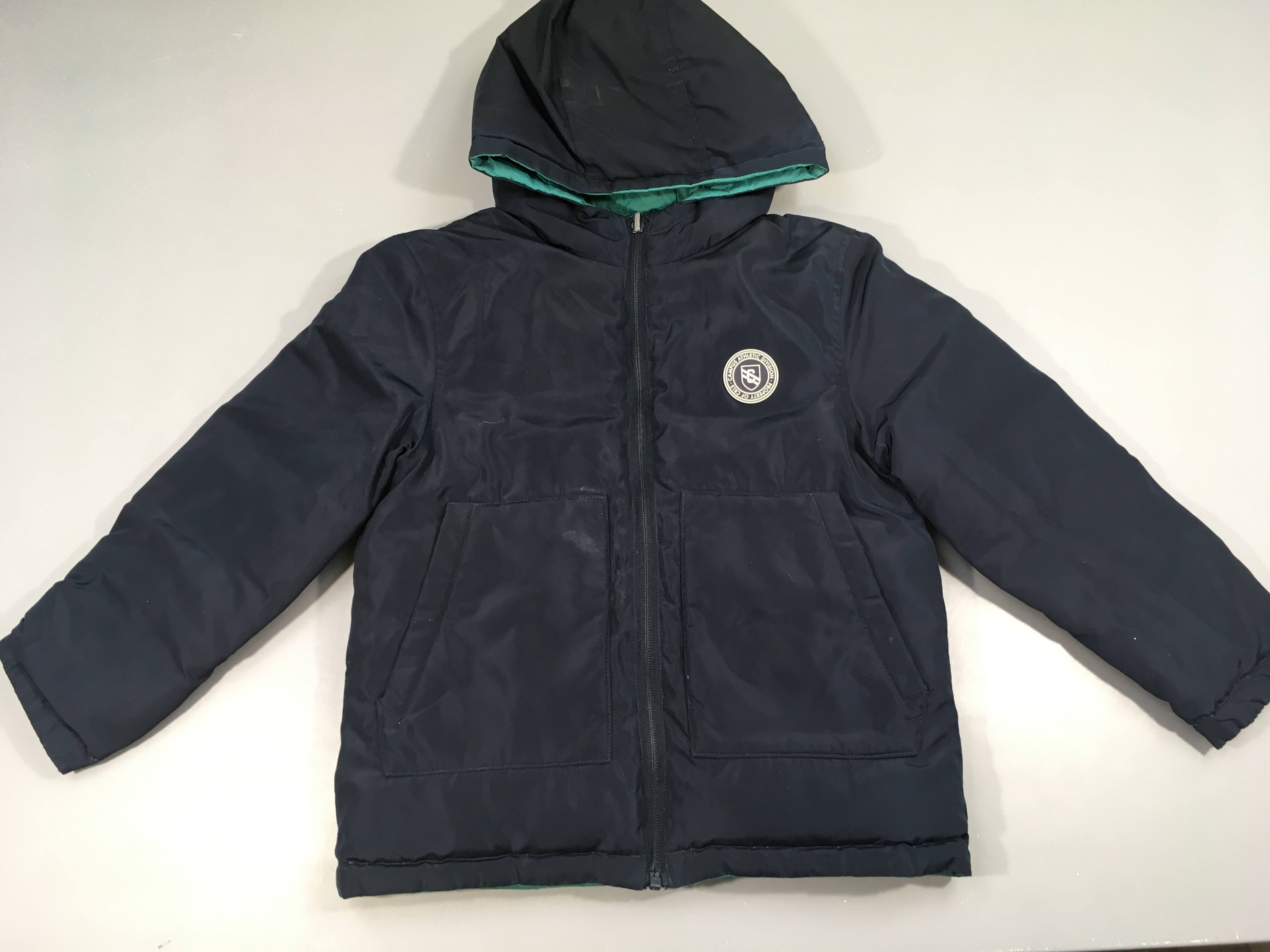 Veste ouatinée réversible bleu foncé-verte A relaver (coté vert souillé)