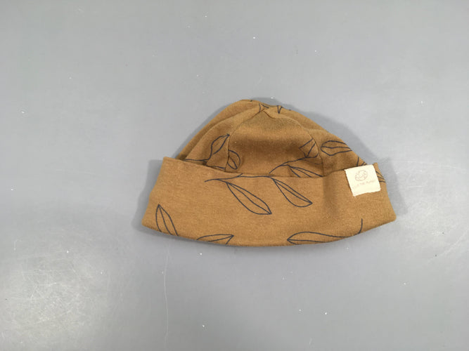 Bonnet jersey brun feuilles grises Légèrement bouloché, moins cher chez Petit Kiwi