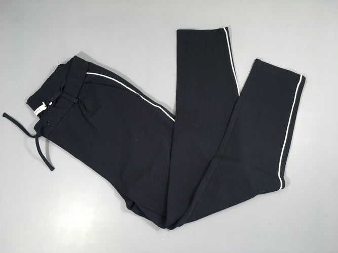 Jegging bleu foncé bords lat blancs-légèrement bouloché arrière, moins cher chez Petit Kiwi