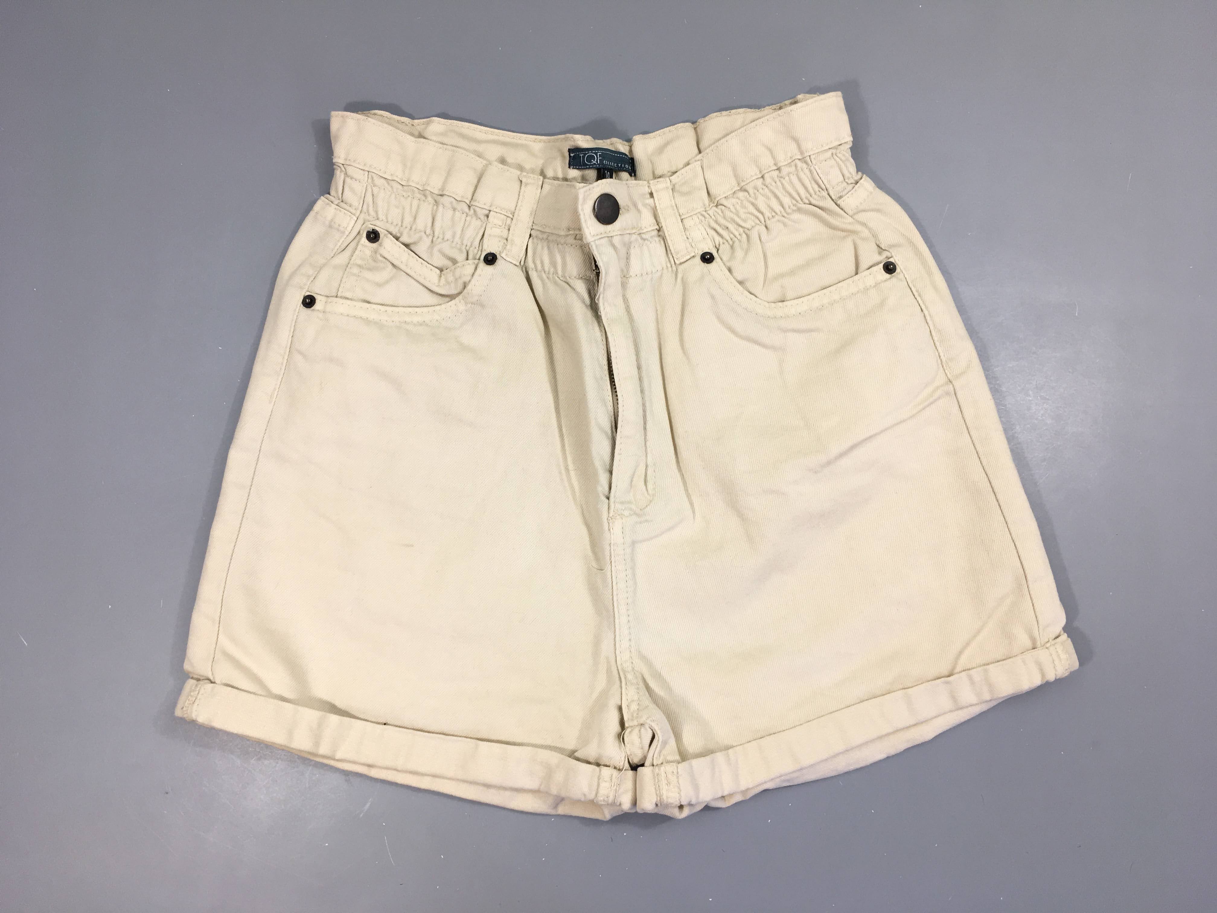 Short beige à revers taille élastique
