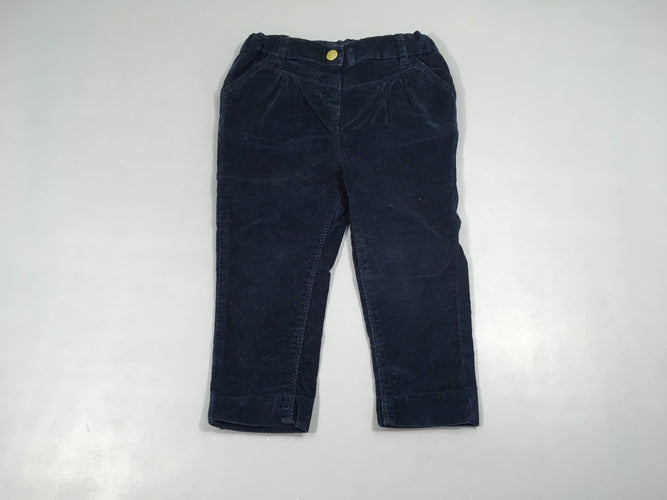 Pantalon velours côtelé bleu foncé, moins cher chez Petit Kiwi