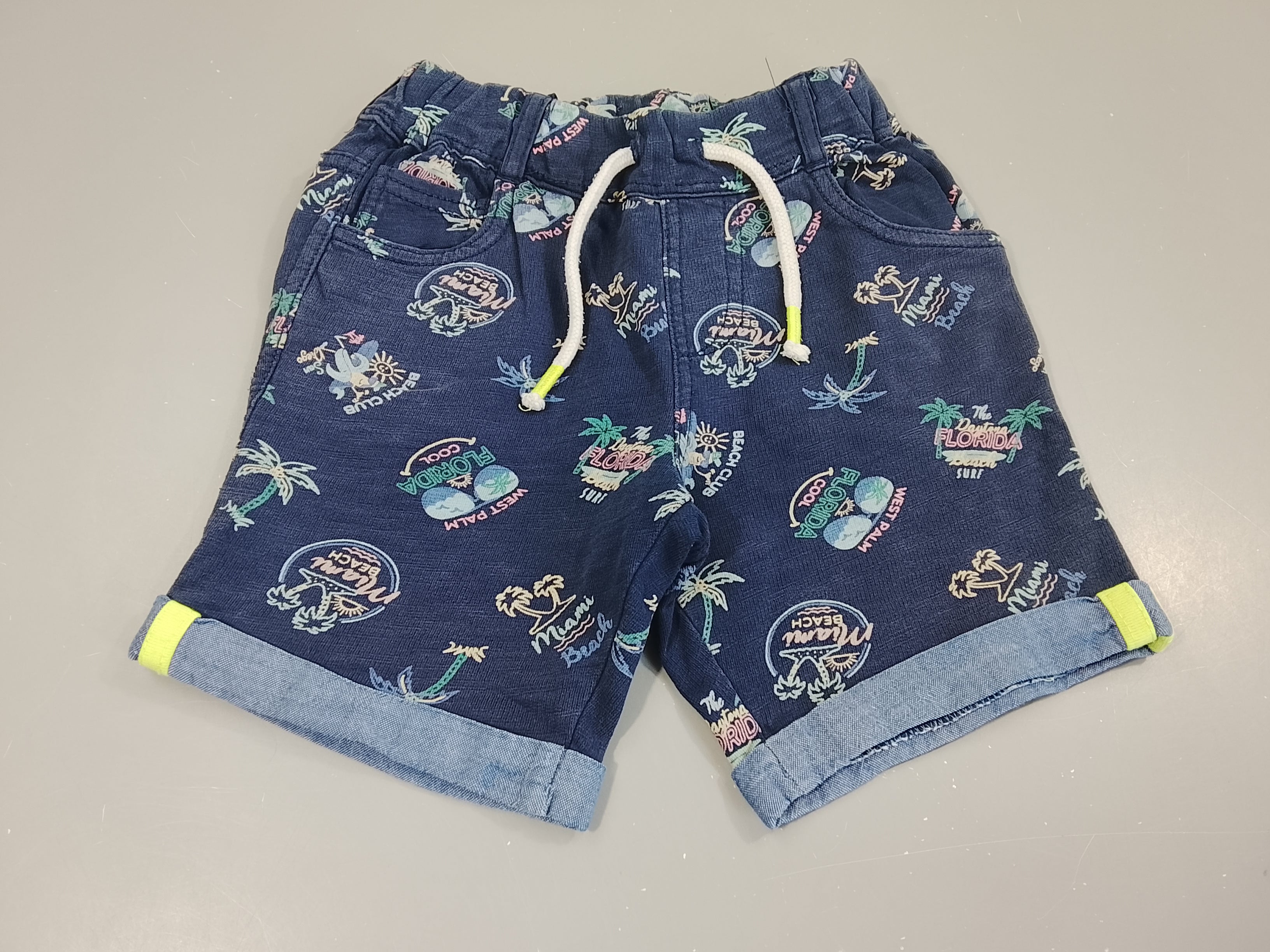 Bermuda molleton bleu marine palmiers 